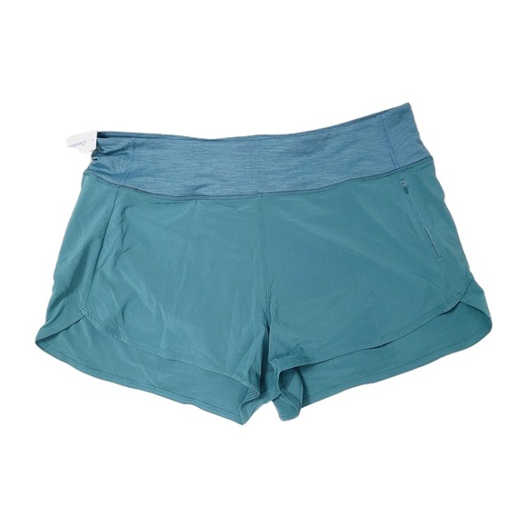 NEW‎ Outdoor Voices Hudson 2.5" Running Shorts Blue Green High Rise 2XL Athletic - Picture 1 of 11